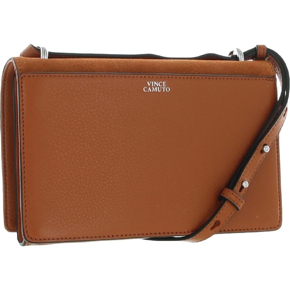 VINCE CAMUTO Bag Wes Leather Burnt Orange Nickel Adjust Straps Zip NWT - Picture 2 of 6